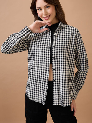 Globus Women Checkered Casual Black, White Shirt