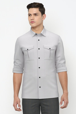 PETER ENGLAND Men Solid Casual Grey Shirt