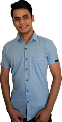 Pactimo Men Solid Casual Blue Shirt