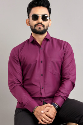SPOQUE Men Solid Casual Purple Shirt
