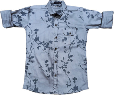 NIMISHA CREATION Boys Printed Casual Grey Shirt