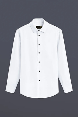 french crown Men Solid Casual White Shirt