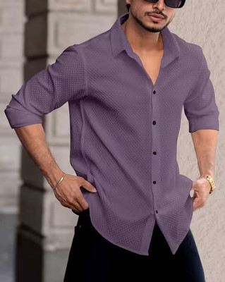 DISHANK CREATION Men Self Design Formal Purple Shirt