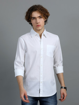Silisoul Men Self Design Casual White Shirt