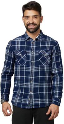 Celio Men Checkered Casual Dark Blue, White, Grey Shirt