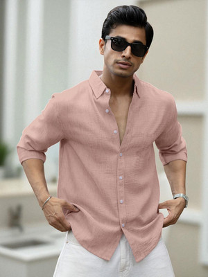 Yanthhi Men Solid Casual Beige Shirt