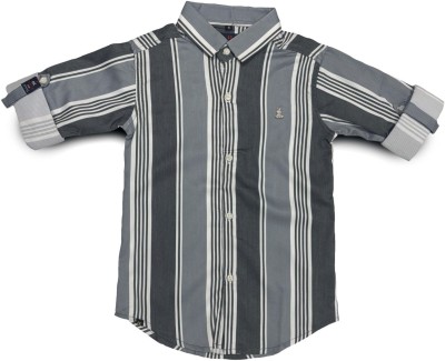 solenclothing Boys Striped Casual Grey Shirt