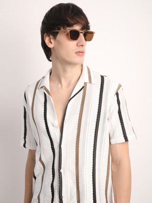 Voroxy Men Striped Casual Multicolor Shirt