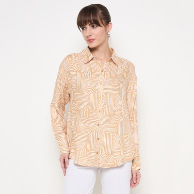 MADAME Women Printed Casual Brown Shirt