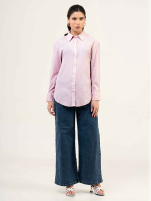 Urban Sundari Women Solid Casual Pink Shirt