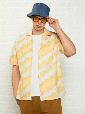 Leriya Fashion Men Printed Casual Yellow Shirt