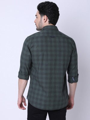 J. HAMPSTEAD Men Printed Casual Dark Green Shirt