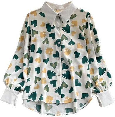 Leriya Fashion Women Printed Casual Green, White, Yellow Shirt