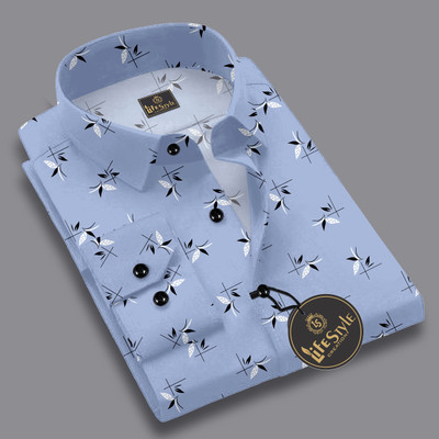 SHUBHFLAX Men Printed Casual Blue Shirt