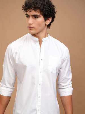 HIGHLANDER Men Solid Casual White Shirt
