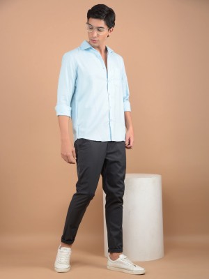 CRIMSOUNE CLUB Men Solid Casual Blue Shirt