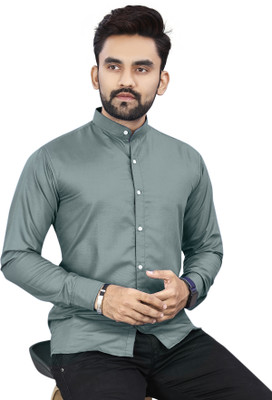 Radiance Creations Men Solid, Color Block Casual Grey Shirt