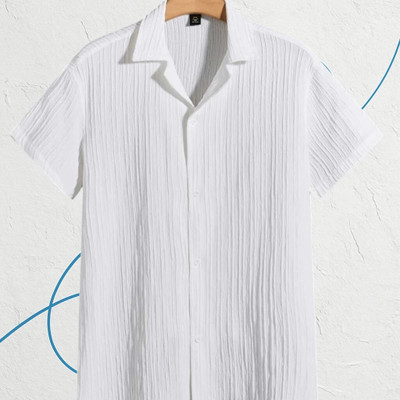 Look Trendy Men Self Design Casual White Shirt