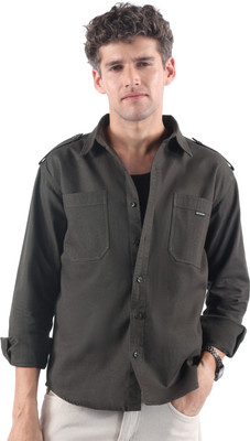 BEYOUNG Men Solid Casual Grey Shirt