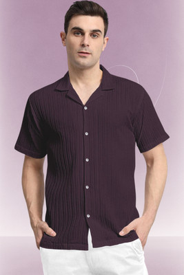 A Dearise Trend Men Solid Casual Purple Shirt