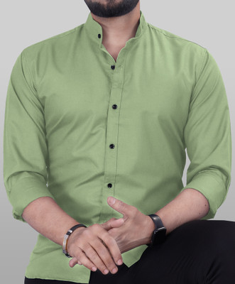 VTEXX Men Solid Casual Light Green Shirt