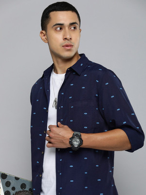 R.Code by The Roadster Life Co. Men Self Design Casual Blue Shirt