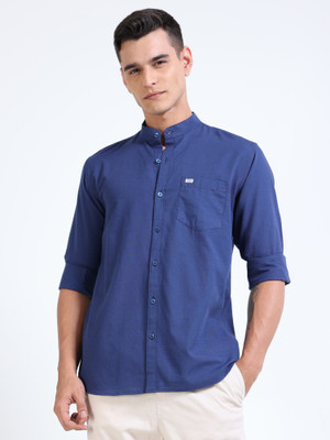 U.S. Pitchers Men Solid Casual Blue Shirt