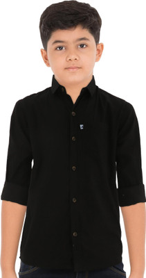 AIDAN PAUL Boys Solid Casual Black Shirt