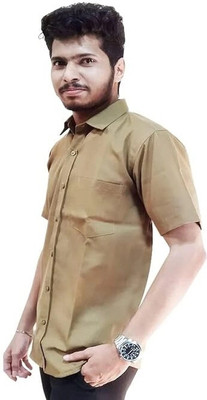 Ada Vastram Men Solid Beach Wear Khaki Shirt