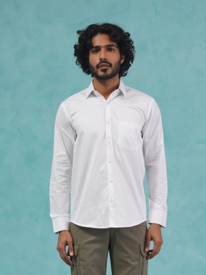 Indian Needle Men Solid Casual White Shirt