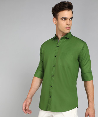BroMiyO Men Solid Casual Green Shirt
