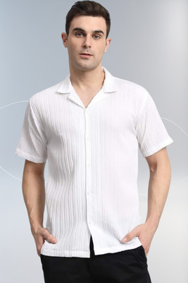 Dharamraj Fashion Men Self Design Casual White Shirt