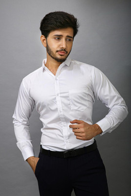 Neviq Men Solid Formal White Shirt
