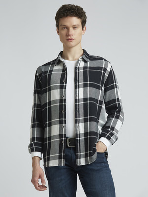 Pepe Jeans Men Checkered Casual Black Shirt
