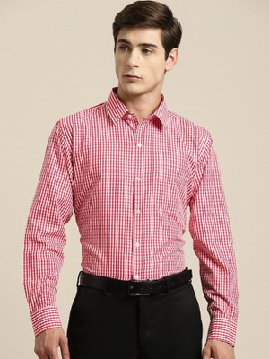 Hancock Men Checkered Formal Red Shirt