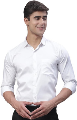 JERRY AND HANPHIL Men Self Design Formal White Shirt