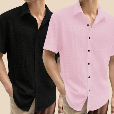 METRONAUT Men Solid Casual Multicolor Shirt(Pack of 2)