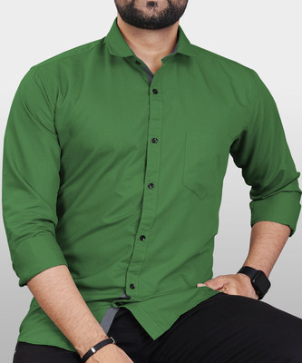 VeBNoR Men Solid Casual Green Shirt