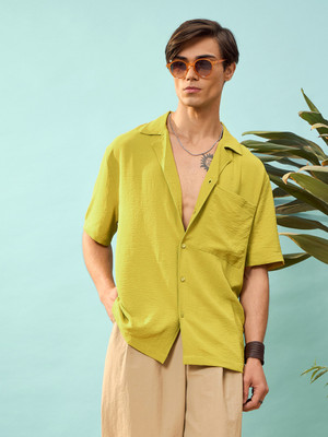 MASCLN SASSAFRAS Men Self Design Casual Green Shirt