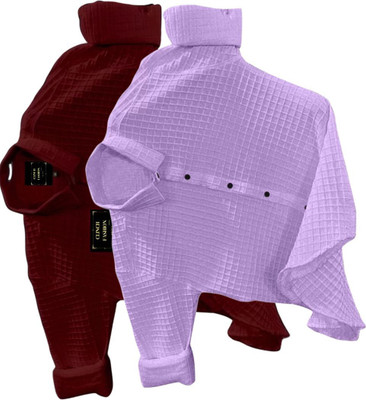 Shirteum Men Self Design Casual Red, Purple Shirt(Pack of 2)