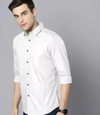 Kalawatia fashion Men Self Design Casual White Shirt