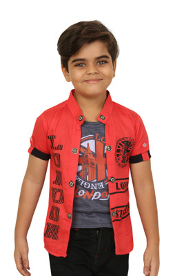FASHION GRAB Boys Printed Casual Multicolor Shirt