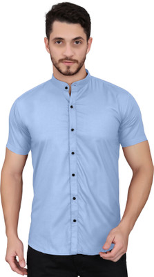 GAZZY CREATION Men Solid Casual Light Blue Shirt