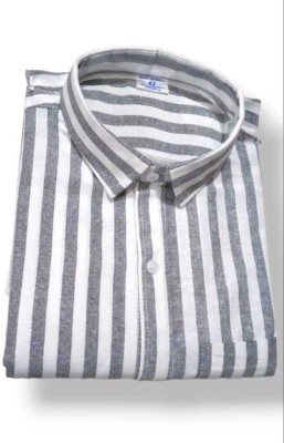 Shahni Fashion Men Striped Formal Grey, White Shirt