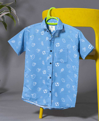 LEAF N LUX Boys Printed Casual Blue Shirt
