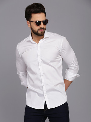 UNIFAV Men Solid Casual White Shirt