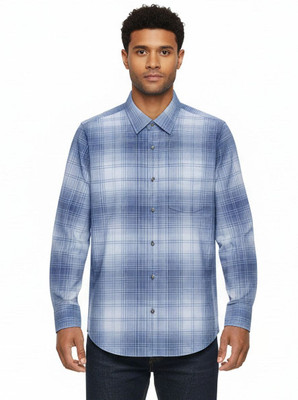 menvy Men Checkered Casual Blue Shirt