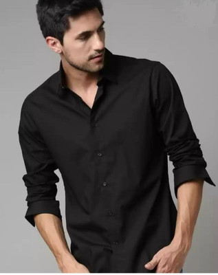 Kalawatia fashion Men Solid Casual Black Shirt