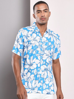 TANDUL Men Printed Casual Light Blue, White Shirt