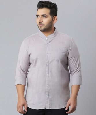 Instafab Plus Men Solid Casual Grey Shirt